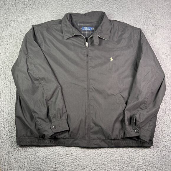 Polo Ralph Lauren Jacket Mens 3XB Black Bi Swing Full Zip Bomber Chin Strap - Picture 2 of 8